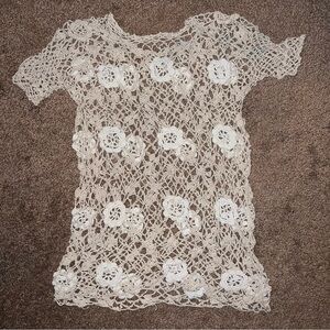 Source Unknown Beige Crochet Top